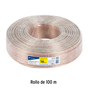 Volteck Rollo de 100 m cable polarizado transparente p/bocina 16 AWG