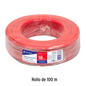 Volteck Rollo de 100 m de cable polarizado bicolor p/bocina 18 AWG