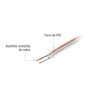 Volteck Rollo de 100 m cable polarizado transparente p/bocina 18 AWG