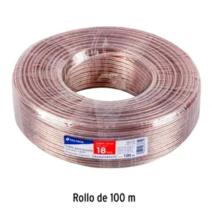 Volteck Rollo de 100 m cable polarizado transparente p/bocina 18 AWG