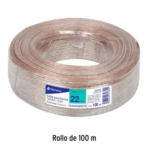 Volteck Rollo de 100 m cable polarizado transparente p/bocina 22 AWG