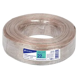 46265 / CABO-22P Volteck Rollo de 100 m cable polarizado transparente p/bocina 22 AWG