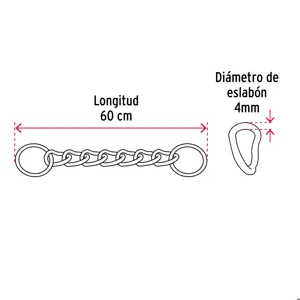 Fiero Collar de entrenamiento para perro, 60 cm, eslabón de 4 mm