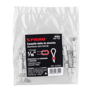 Bolsa con 50 casquillos dobles de aluminio, 1/16