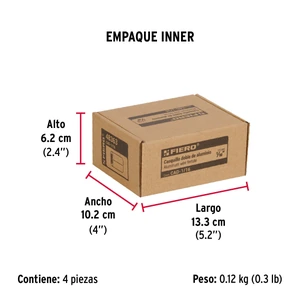 Bolsa con 50 casquillos dobles de aluminio, 1/16