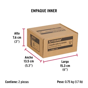 Bolsa con 50 casquillos dobles de aluminio, 1/4