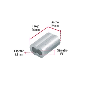 Bolsa con 50 casquillos dobles de aluminio, 1/4
