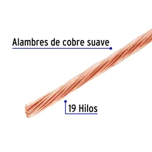 Volteck Metro de cable desnudo de cobre calibre 10 AWG, rollo 100 m