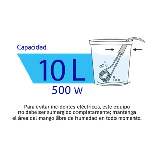 Calentador de inmersión p/agua #2 de 10 L, 500 W, Volteck