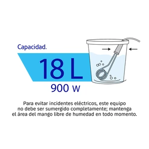Calentador de inmersión p/agua #5 de 18 L, 900 W, Volteck