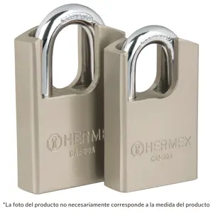Hermex Candado de acero, máxima seguridad, 50mm, llave anti-ganzúa
