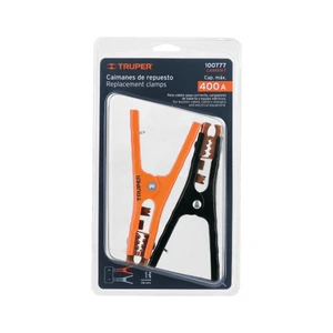 Blíster con 2 caimanes para cables pasa corriente, Truper