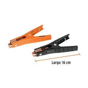Blíster con 2 caimanes para cables pasa corriente, Truper