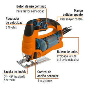 Sierra caladora 550 W 4.5 A velocidad variable, profesional