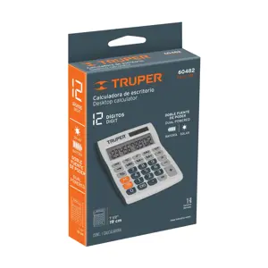 60482 / CALC-19E Calculadora de escritorio 19 cm, Truper