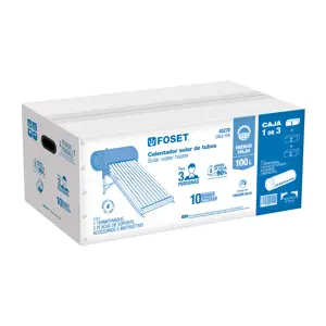 Calentador solar de agua 10 tubos, 130L, 3 personas, Foset