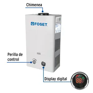 Calentador instantáneo, 11L, 2 servicios, gas natural, Foset