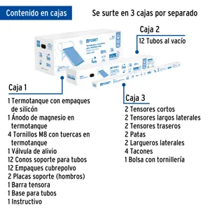 Calentador solar HeatPipe, 12 tubos, 150L, 4 personas, Foset