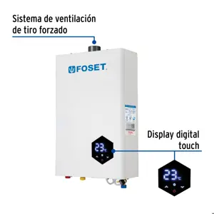 Calentador instantáneo modulante, 14L, 2 serv, gas LP, Foset