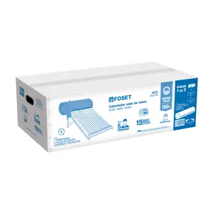 Calentador solar de agua, 15 tubos, 195L, 5 personas, Foset