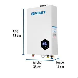 Calentador instantáneo modulante, 24L, 4 serv, gas LP, Foset