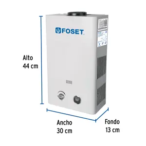 Calentador instantáneo, 6L, 1 servicio, gas natural, Foset