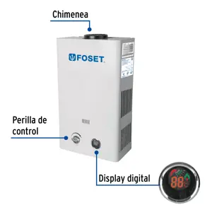 Calentador instantáneo, 6L, 1 servicio, gas natural, Foset