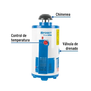 Calentador de paso, rápida recup, 6L, 1 serv, gas LP, Foset