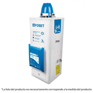 Calentador de paso, electrónico, 9L, 2 serv, gas nat, Foset