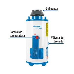 Calentador de paso, rápida recup, 9L, 2 serv, gas LP, Foset