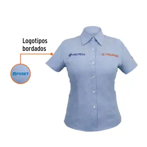 Camisa manga corta para mujer, azul, M, Truper