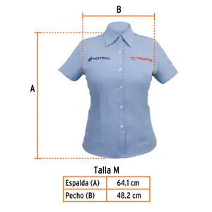 Camisa manga corta para mujer, azul, M, Truper