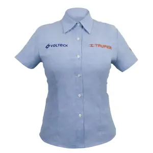 61107 / CAM-AZ-DCM Camisa manga corta para mujer, azul, M, Truper