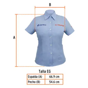 Camisa manga corta para mujer, azul, EG, Truper