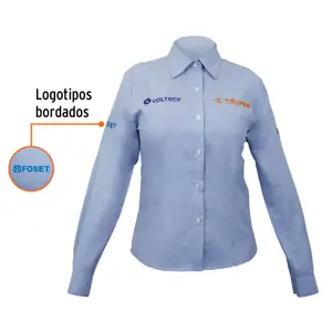 Camisa manga larga para mujer, azul, G, Truper