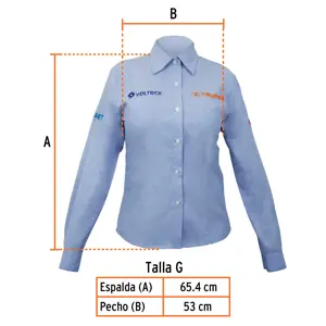 Camisa manga larga para mujer, azul, G, Truper
