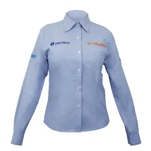 Camisa manga larga para mujer, azul, G, Truper