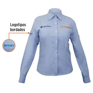 Camisa manga larga para mujer, azul, CH, Truper