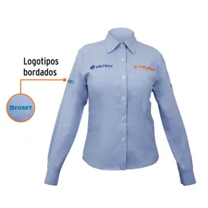 Camisa manga larga para mujer, azul, EG, Truper