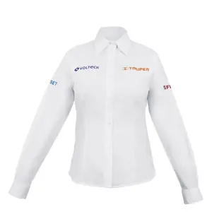 63107 / CAM-BCO-DLM Camisa manga larga para mujer, blanca, M, Truper