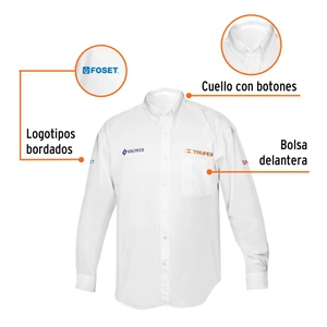 Camisa manga larga para hombre, blanca, EEEG, Truper