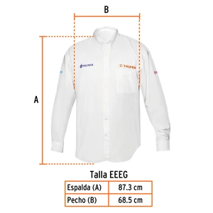 Camisa manga larga para hombre, blanca, EEEG, Truper