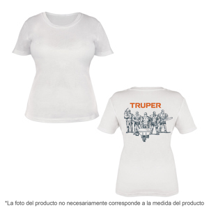 Playera cuello redondo para mujer, blanca, M, Truper
