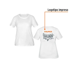 Playera cuello redondo para mujer, blanca, G, Truper