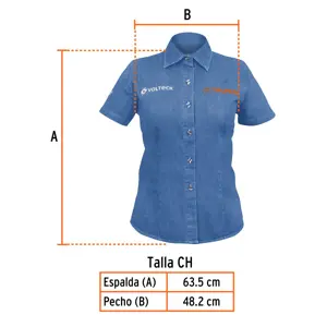 Camisa de mezclilla manga corta para mujer, CH, Truper