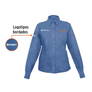 Camisa de mezclilla manga larga para mujer, G, Truper