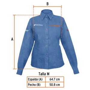 Camisa de mezclilla manga larga para mujer, M, Truper