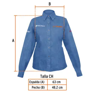 Camisa de mezclilla manga larga para mujer, CH, Truper