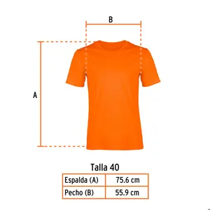 Playera cuello redondo para hombre, naranja, G, Truper