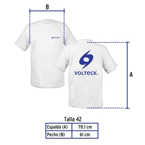 Playera cuello redondo para hombre, blanca, EG, Volteck